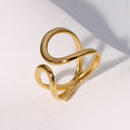 Geometric Asymmetric Minimalistic Personalized Advanced Sense Gold-plated Open Ring